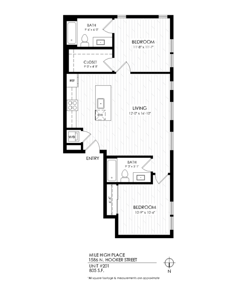 Mile High Place Two Bedroom Floor Plan